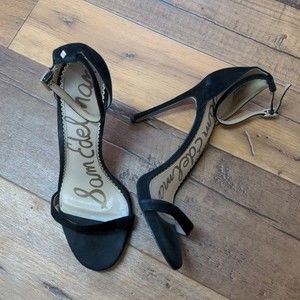 Sam Edelman Black Open Toe Ankle Strap Stiletto Heels Womens Size 8.5